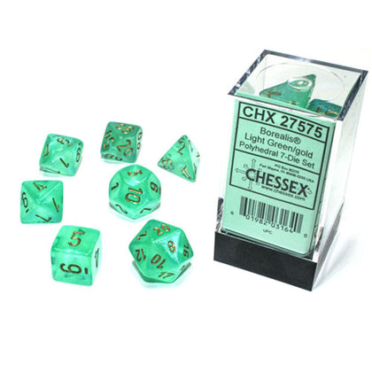 Chessex Luminary Borealis Polyhedral Light Green/Gold 7 Die Set