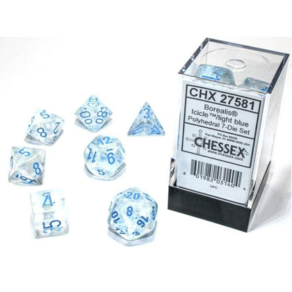 Chessex Borealis Icicle/Light-Blue Luminary 7 Die Set