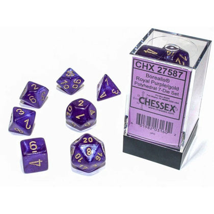 Chessex Borealis Royal Purple/Gold Luminary 7 Die Set