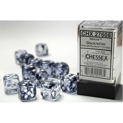 Chessex Nebula Black/White 16mm D6 Dice Block