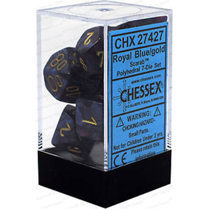 Chessex Scarab Royal Blue/Gold 16mm D6 Dice Block