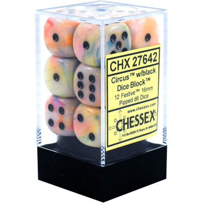 Chessex Festive Circus/Black 16mm D6 Dice Block
