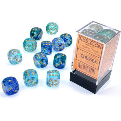 Chessex Nebula Oceanic/Gold 16mm D6 Dice Block