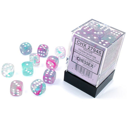 Chessex Nebula Wisteria/White Luminary 12mm 36 D6 Dice Block