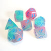 Chessex 30023 Gemini Gel Green Pink with Blue 7 Die Set