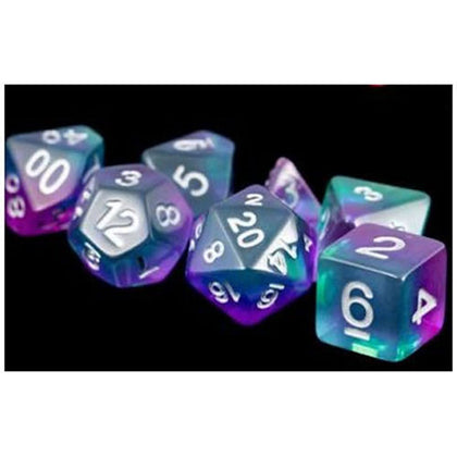 MDG Polyhedral Resin Dice Set Blue Aurora