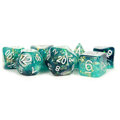 MDG Resin Eternal Polyhedral Dice Set 16mm Teal/Black